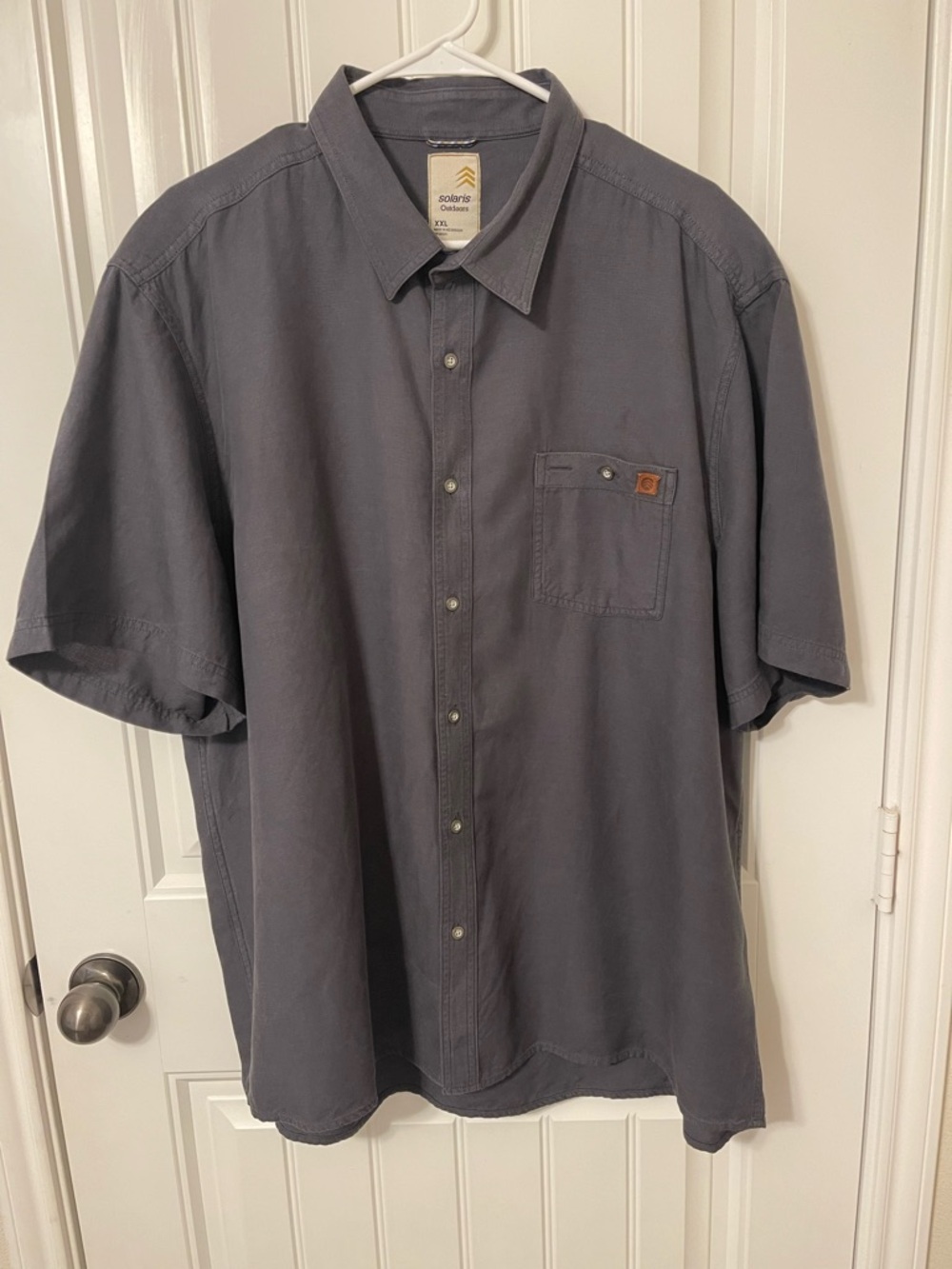 Solaris Outdoors Men’s XXL Short-Sleeve Button-Down Charcoal Gray Shirt Lyocell